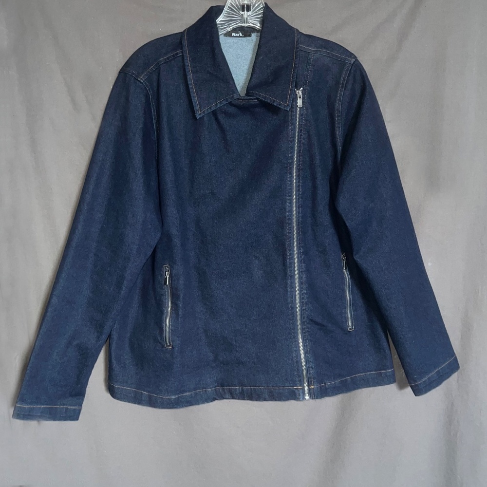 Zip Front Dark Blue Denim Jacket